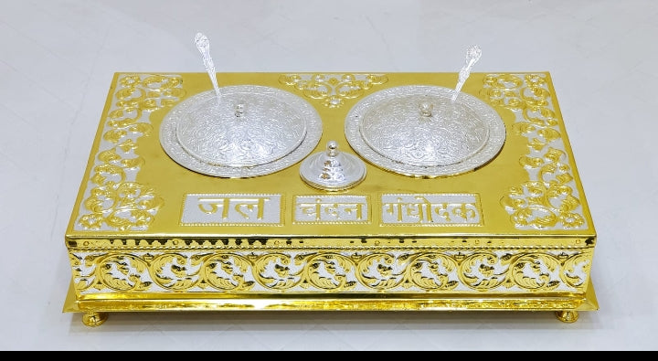 Jain Gandodak Patra – 12 x 20 Inch Pure Pital (Brass) Puja Set | Jain Temple Abhishek Patra - jinsamadhan
