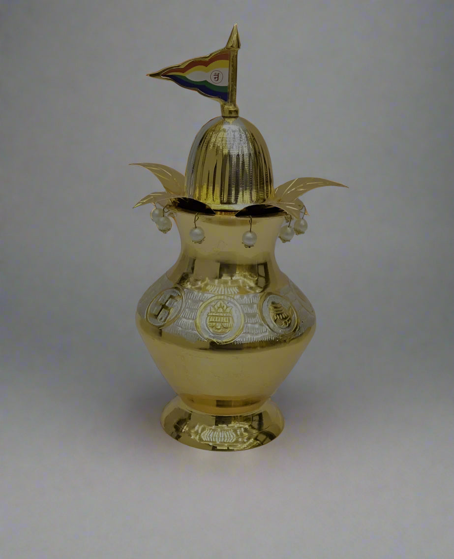 Astamangal Kalash with 8 Symbols – Brass Pooja Kalash for Mandir & Rituals - jinsamadhan