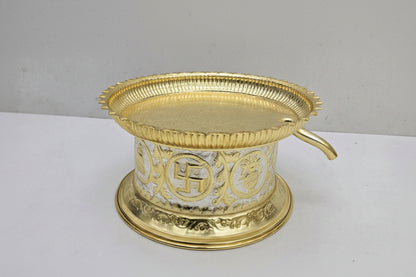 Pure Brass Pandukshila for Abhishek – 6 Inch Height with 10 Inch Thali | Ideal for Pratima Ji up to 10 Inch - jinsamadhan