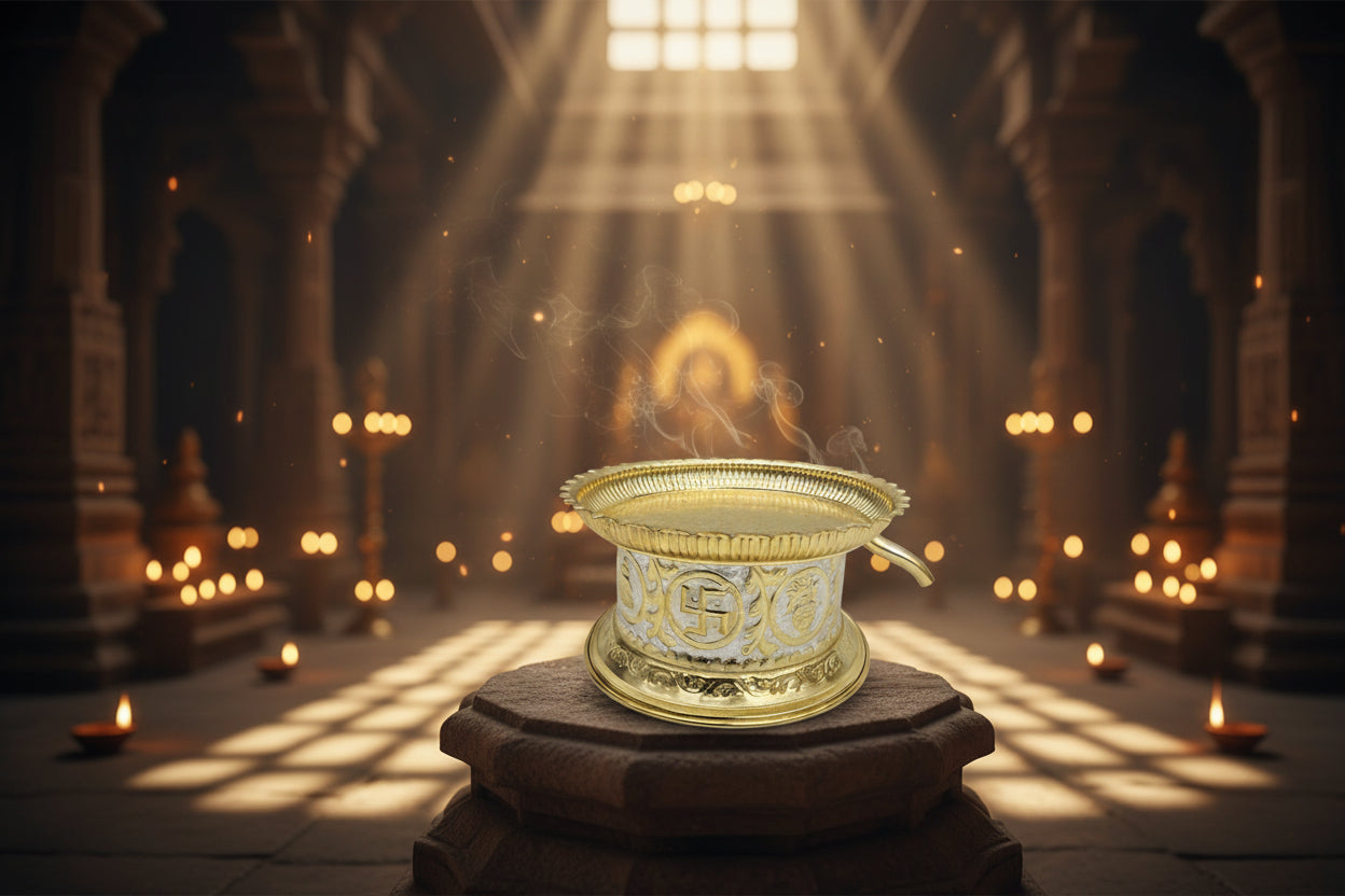 Pure Brass Pandukshila for Abhishek – 6 Inch Height with 10 Inch Thali | Ideal for Pratima Ji up to 10 Inch - jinsamadhan