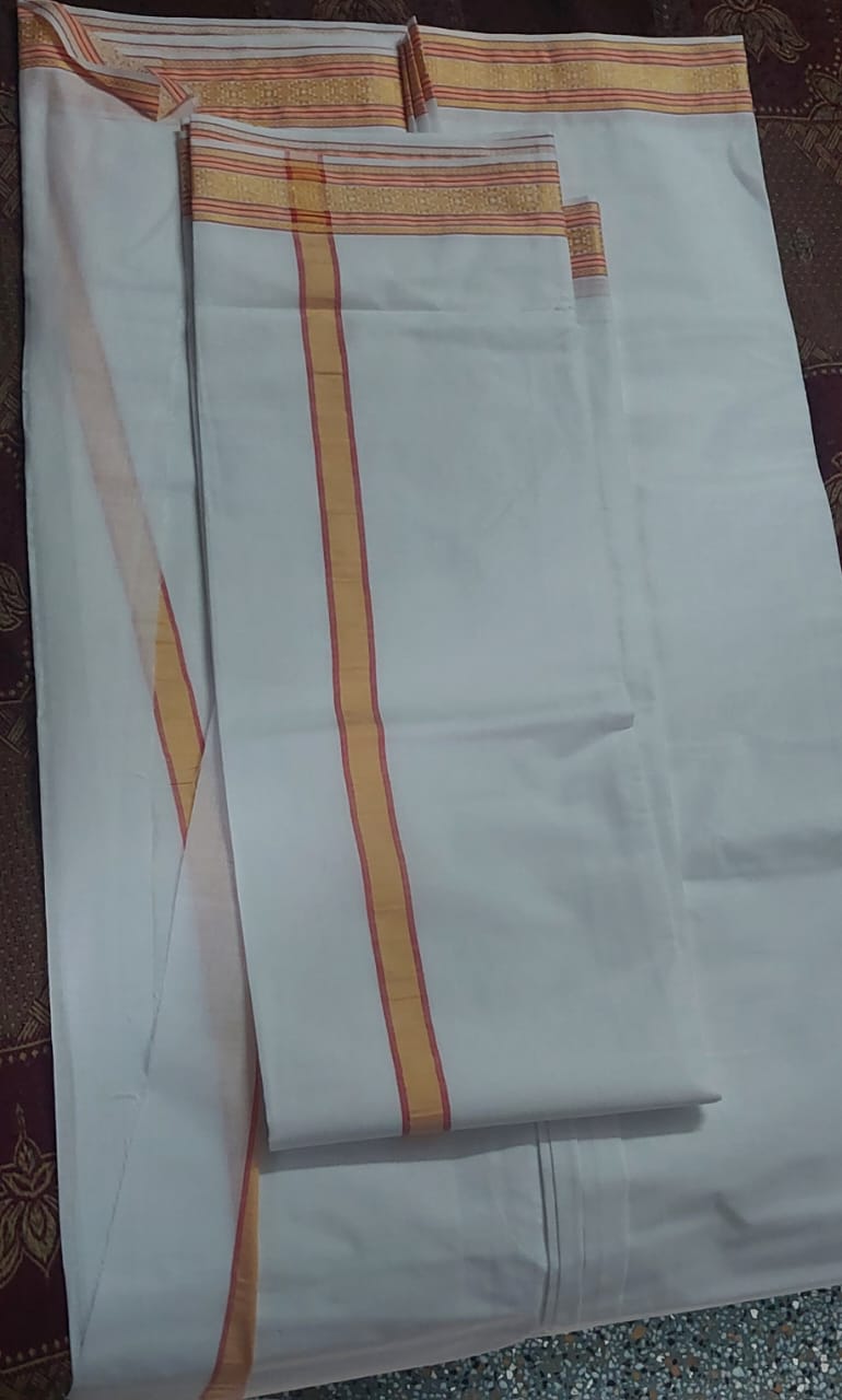 Pure White Jain Dhoti Dupatta Set | 4.5 Mtr Dhoti & 2.5 Mtr Dupatta for Pooja & Festivals - jinsamadhan