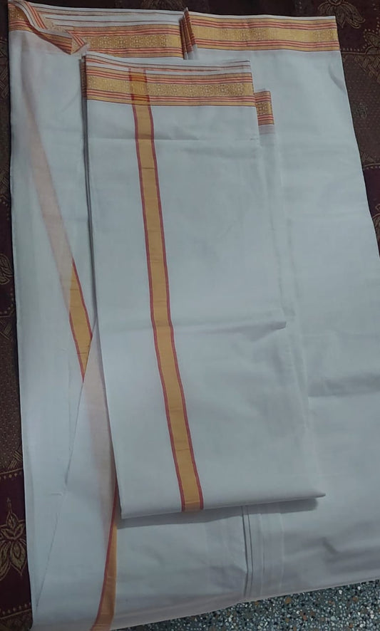 Pure White Jain Dhoti Dupatta Set | 4.5 Mtr Dhoti & 2.5 Mtr Dupatta for Pooja & Festivals - jinsamadhan