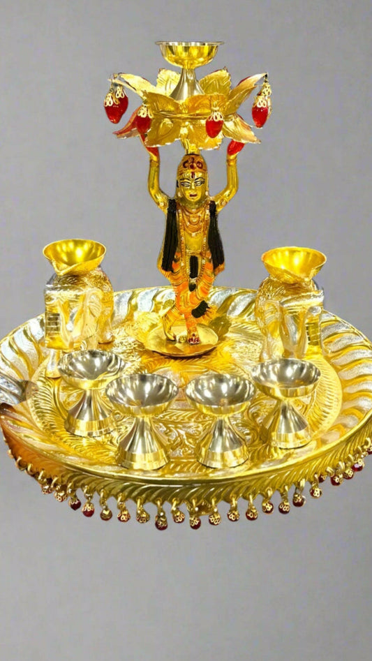 Gold plated indra aarti ki thali - jinsamadhan