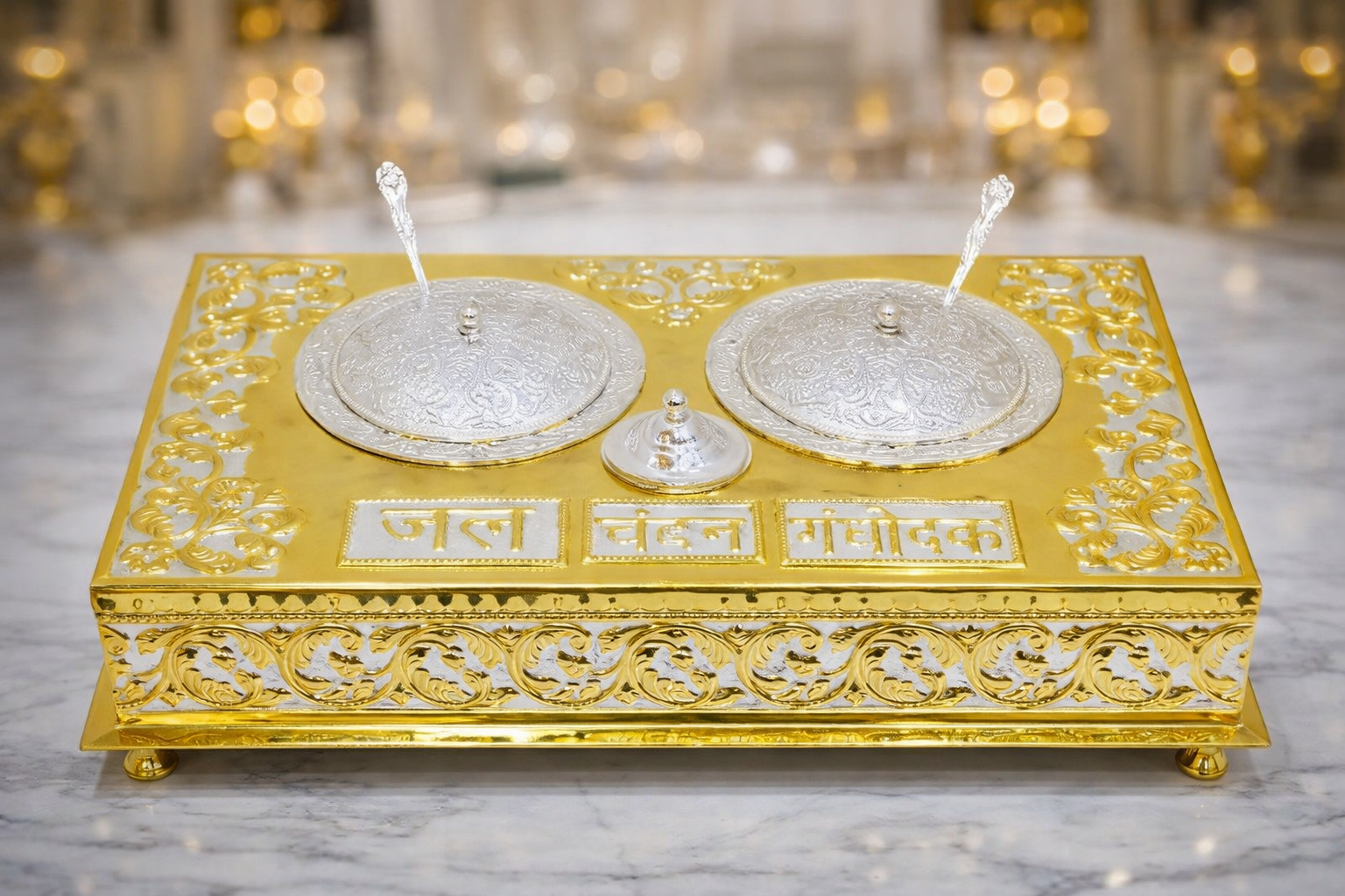 Jain Gandodak Patra – 12 x 20 Inch Pure Pital (Brass) Puja Set | Jain ...