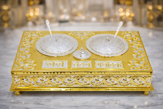 Jain Gandodak Patra – 12 x 20 Inch Pure Pital (Brass) Puja Set | Jain Temple Abhishek Patra - jinsamadhan