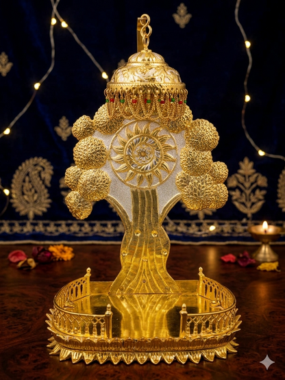 Kalpvraksh Design Golden Singhasan for Pratima Ji – 5 Inch - jinsamadhan