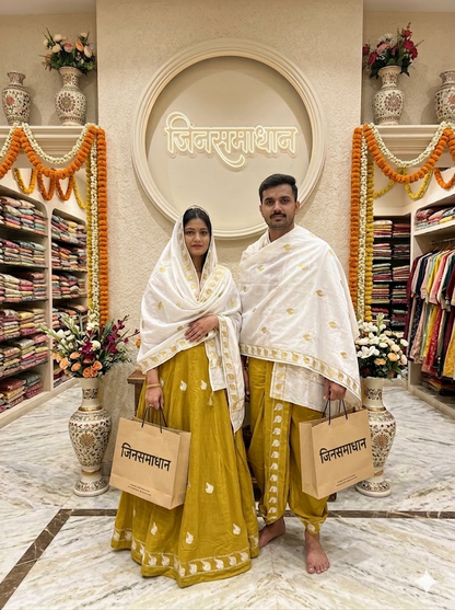 Premium Jain Pujan Joda | 100% Pure Suddh Cotton | For Puja & Samayik - jinsamadhan