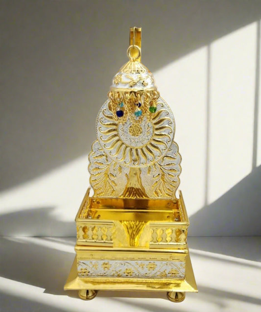 Traditional Gold-Plated Singhasan for 5-Inch Jain Idols - jinsamadhan