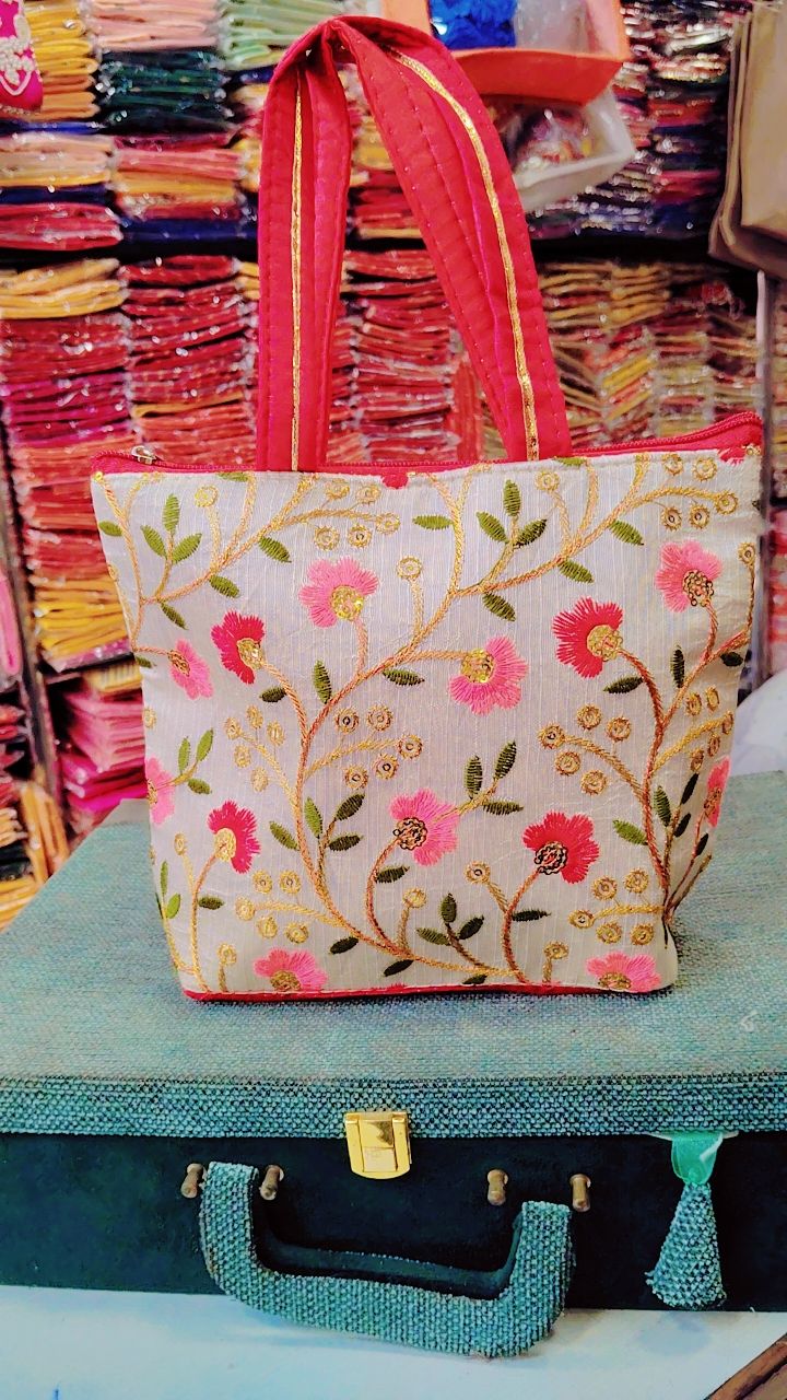 Handmade Embroidered Pooja Bags 5 set  with 2 Zips – Premium Fabric, Ideal for Gifting & Mandir - jinsamadhan