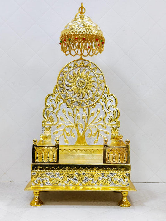 Gold plated Decorative Singhasan 10 inch - jinsamadhan