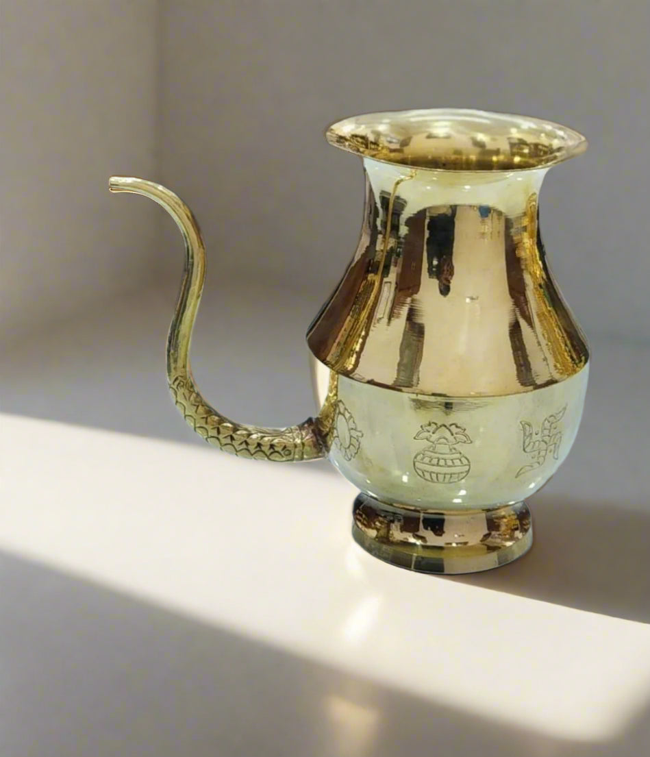 1 Litre Pure Brass Kalash for Shantidhara | Jain Pooja Kalash for Abhishek & Rituals - jinsamadhan