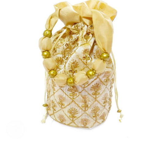 Set of 2 Traditional Embroidered Potli Purses with Zipper | Potli Bags for Gifting  Return Favors