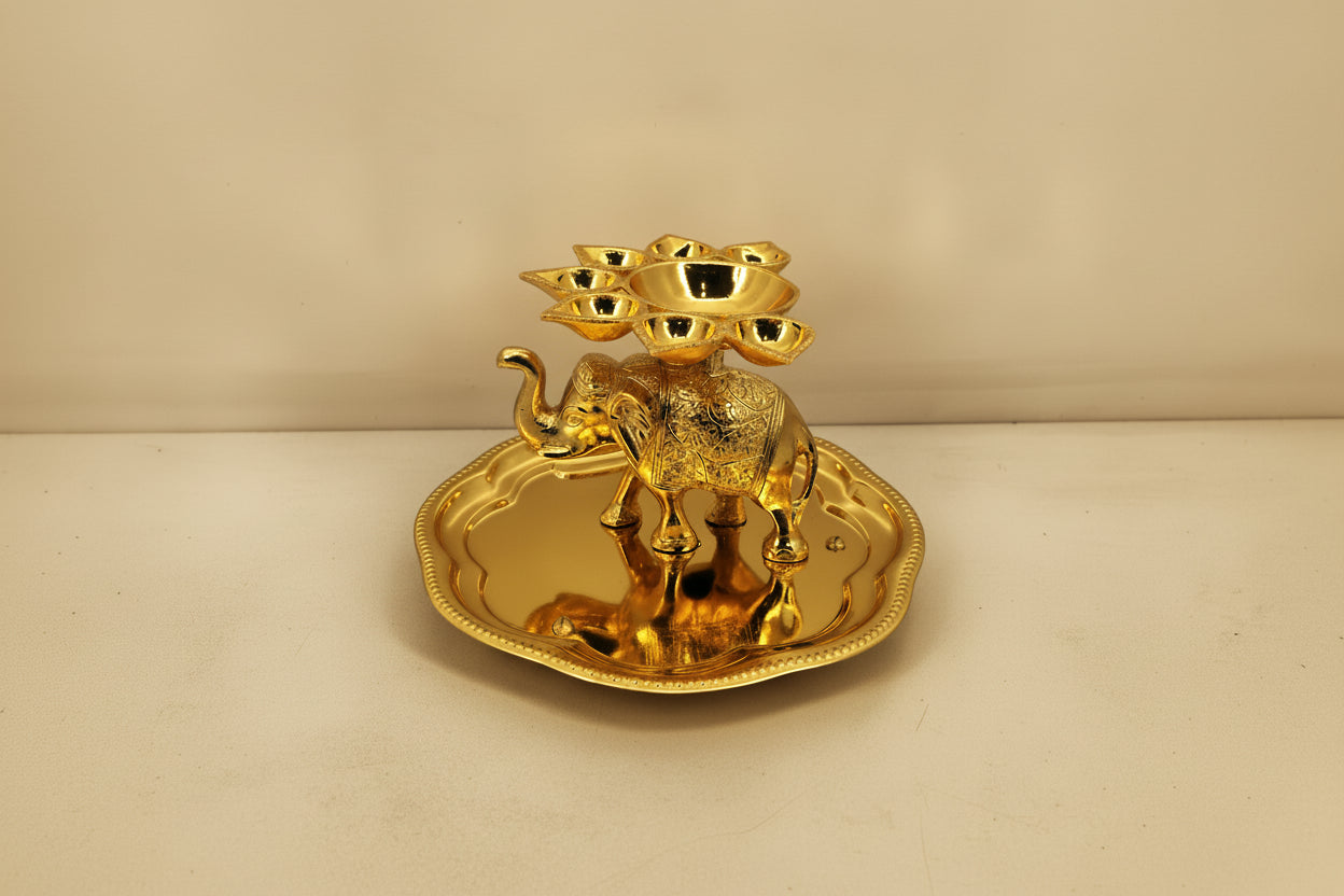 Special Aarti Thali – 9 Inch | Pure Brass | Golden Finish