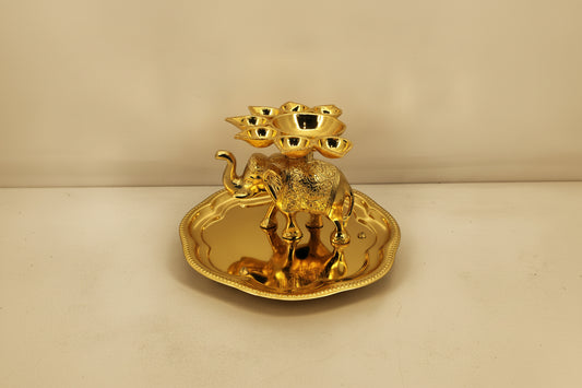 Special Aarti Thali – 9 Inch | Pure Brass | Golden Finish