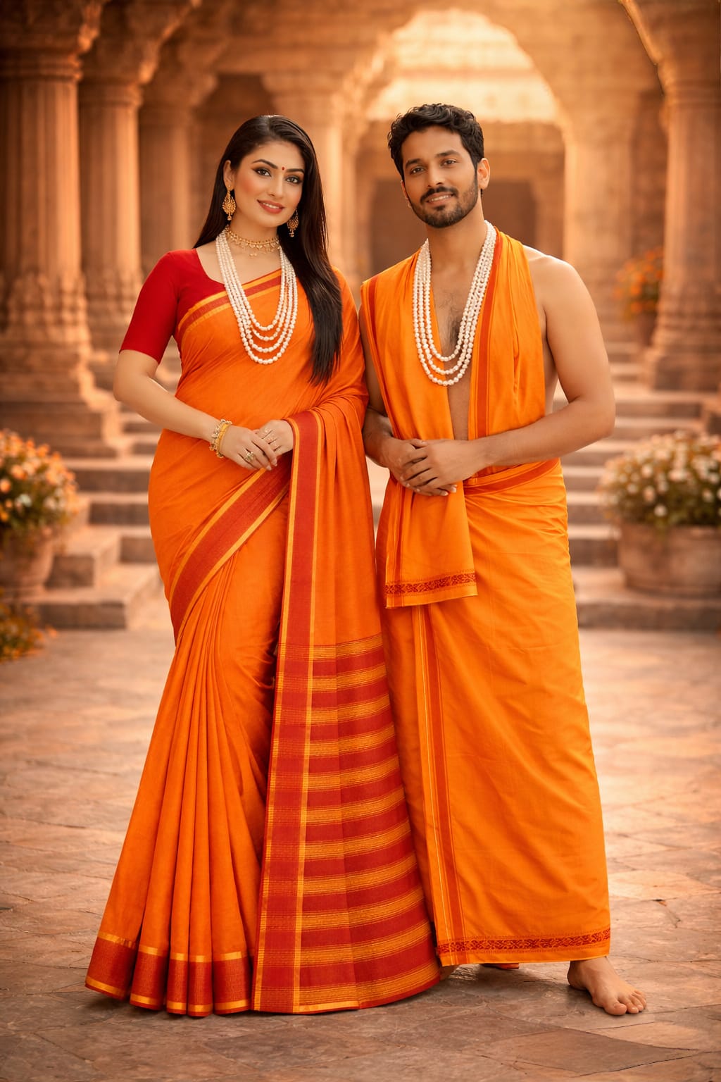 Special Dhoti Dupatta Couple Set | Traditional Ethnic Wear for Couples | Festive & Wedding Collection - jinsamadhan