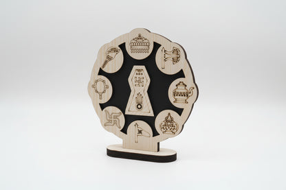 Exquisite Jain Ashtamangal Frame (4x4 Inch) – Divine Wooden Decor - jinsamadhan