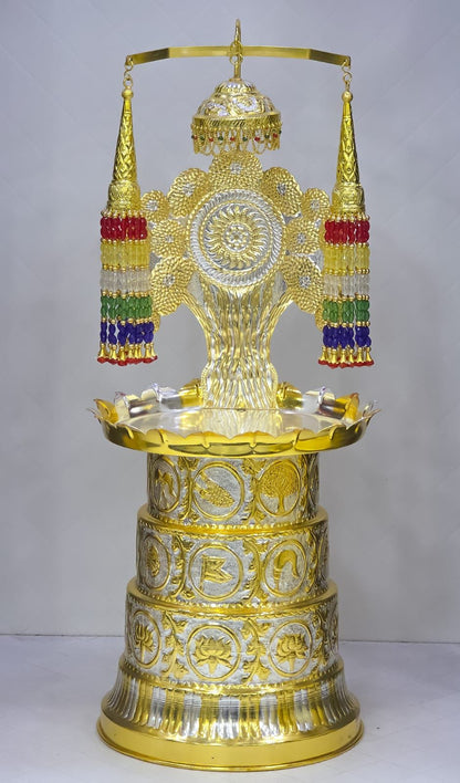 12 Inch Pandukshila Pure Brass | Jain Pooja Base for Pratima Ji & Mandir Use - jinsamadhan