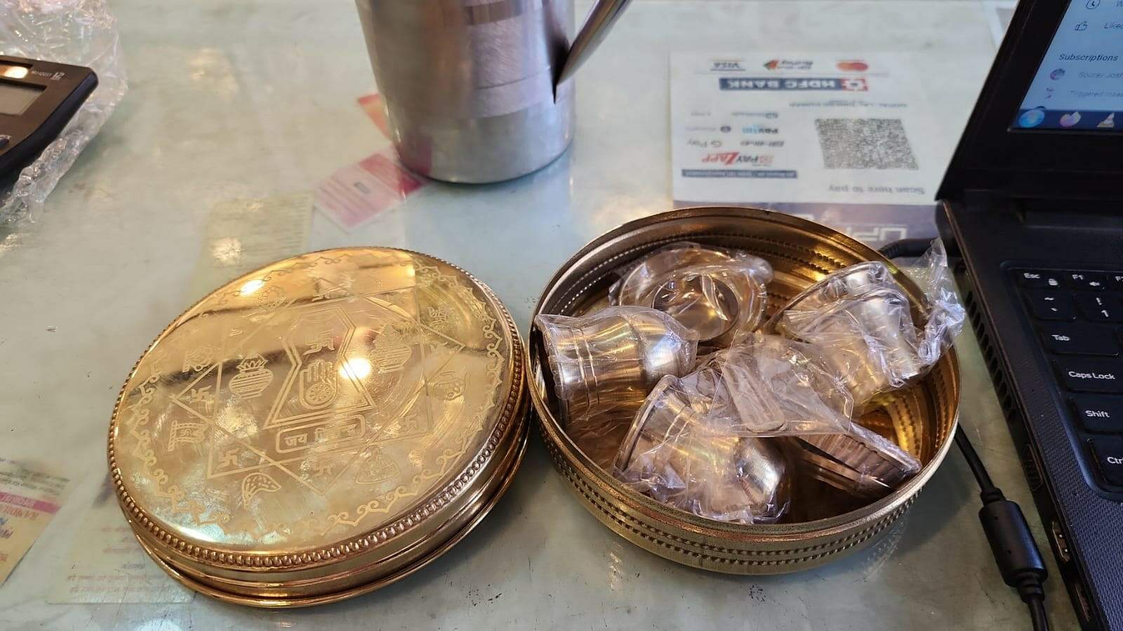 "Brass Jain Pooja Thali box" - jinsamadhan