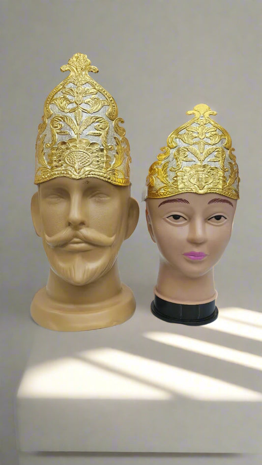 Premium Jain Mukut Indra–Indrani Set | Brass Crown Set for Jain Pooja & Temple - jinsamadhan