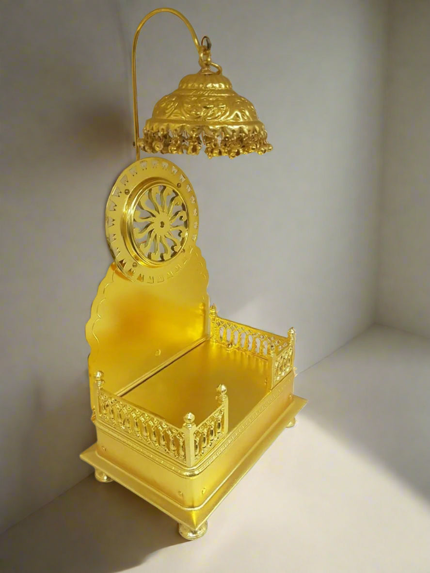 Golden Brass Singhasan 4 Inch | Pure Pital Small Throne for Jain Idols & Pooja - jinsamadhan