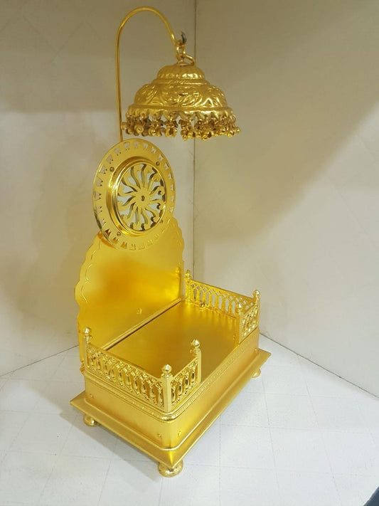 Golden Brass Singhasan 4 Inch | Pure Pital Small Throne for Jain Idols & Pooja - jinsamadhan