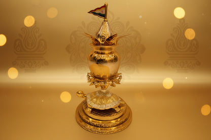 Tortoise Kalash – 15 Inch Height | Pure Brass (Pital) | Vastu & Pooja Decor